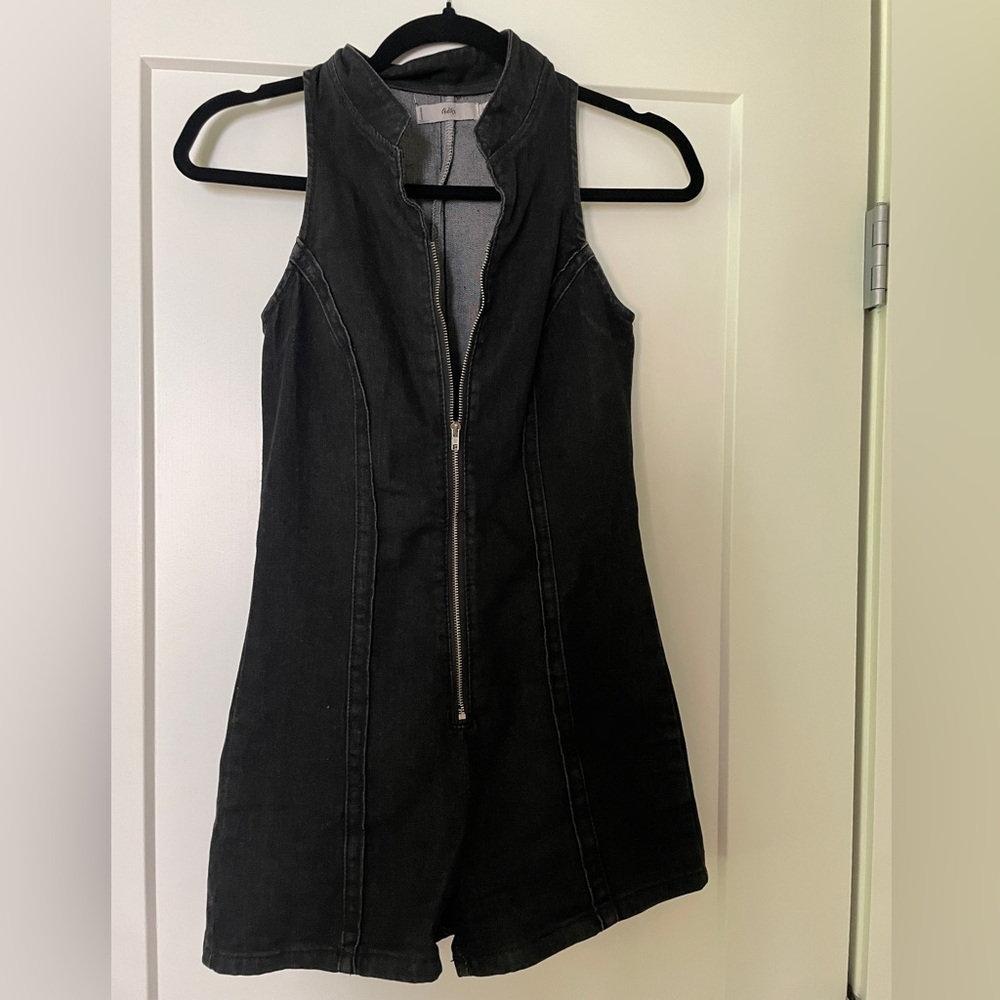 Black zip up romper